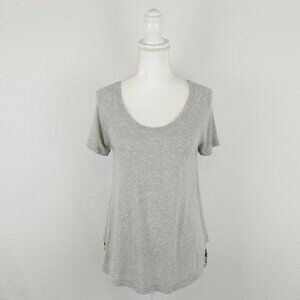 Merona Women's XS Gray Blue Geometric Scoop Neck Raglan Short Sleeve Tee